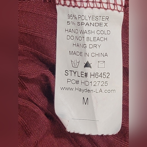 Hayden Los Angeles Women's size Medium Long Sleeve Ribbed Knit Ruffle Top - Picture 2 of 8